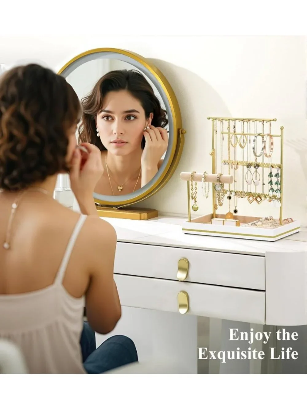 5-Tier Jewelry Organizer Necklace Holder - Elegant Storage for Necklaces